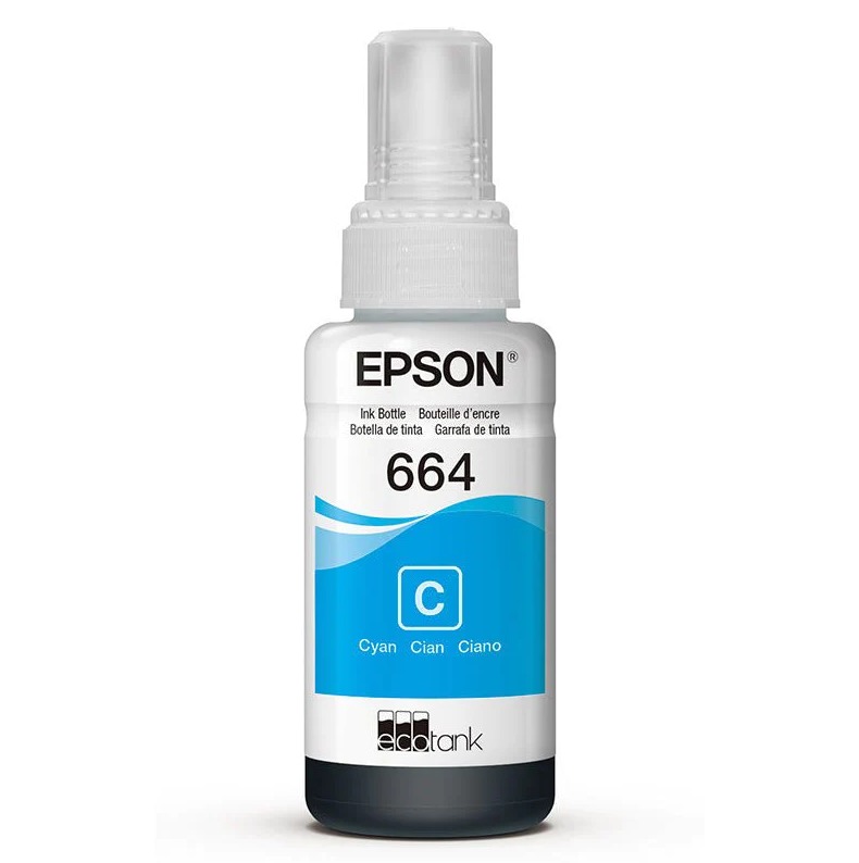 EPSON 664 (T664220) CIAN - BOTELLA DE TINTA CIAN PARA MODELO EPSON L200 / RENDIMIENTO APROX. 6500 PÁGINAS
